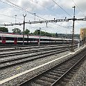 IMG 0135  La première rame Giruno en text, en gare marchandise de Berne. On note la voiture tout à gauche avec deux portes avec hauteurs différentes pour permettre l'accès PMR tant en Suisse qu'en Allemagne.