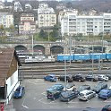 CH Crossrail Re436 Swisssteel Neuchatel  Re 436 Crossrail avec containeurs. Train de copeaux de bois, le "Bostryche". Neuchâtel