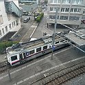 Be 4/4 en gare d'Aarau, vue depuis les bureaux de la compagnie. On note que les portes volets ont été remplacées par des portes louvoyantes.
