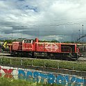 Cette Am 843 a le rouge tellement délavé que l'ancien marquage "infra" apparaît dessous... à Lausanne-Triage.