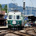 A l'occasion de la fête de la gare à Konolfingen pour les 150 ans de la ligne Gümligen - Langnau, divers véhicules historiques étaient en circulation, dont notamment la Be 4/4 761, ici au départ de Konolfingen, à destination de Thun.