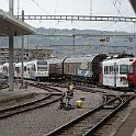Bulle, wagons à voie normale sur bogies porteurs avec une Be 4/4 type Vevey